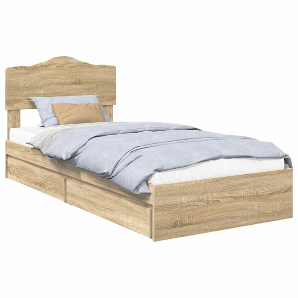 vidaXL Aufbewahrungsbett Sonoma-Eiche 90 x 190 cm Holzwerkstoff