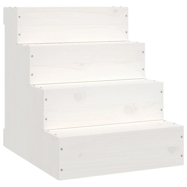 vidaXL Haustiertreppe Wei&szlig; 40x49x47 cm Massivholz Kiefer