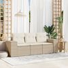 vidaXL 3-tlg. Garten-Sofagarnitur mit Kissen Beige Poly Rattan