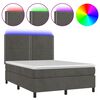 vidaXL Boxspringbett mit Matratze & LED Dunkelgrau 140x200 cm Samt
