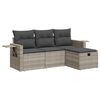 vidaXL 4-tlg. Garten-Sofagarnitur mit Kissen Hellgrau Poly Rattan
