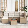 vidaXL Gartensofa-set mit Speicher 7 pcs Beige und Creme Poly-Rattan
