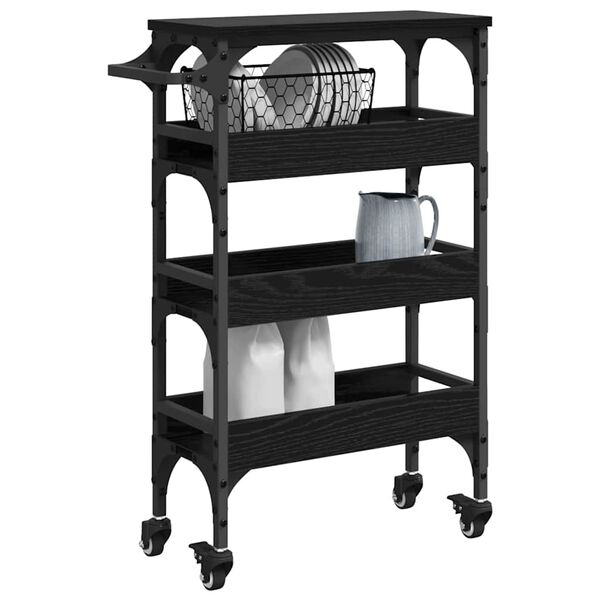 vidaXL K&uuml;chentrolley Schwarz Eichen-Optik 53 x 20 x 76 cm