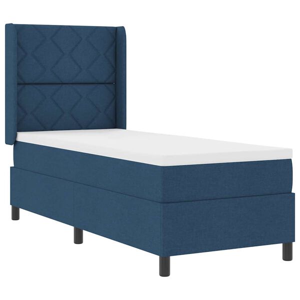 vidaXL Boxspringbett mit Matratze mit Kopfteil Blau 80 x 200 cm Stoff