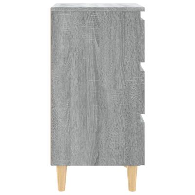 vidaXL Nachttisch mit Massivholz-Beinen Grau Sonoma 40x35x69 cm
