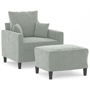 vidaXL Sessel mit Hocker Hellgrau 60 cm Samt