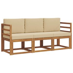 vidaXL Outdoor-Sofagarnitur mit Kissen 3 pcs Natur und Beige