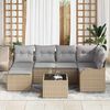 vidaXL Garten-Sofa-Set mit Kissen 7 pcs Beige und Hellgrau Poly Rattan