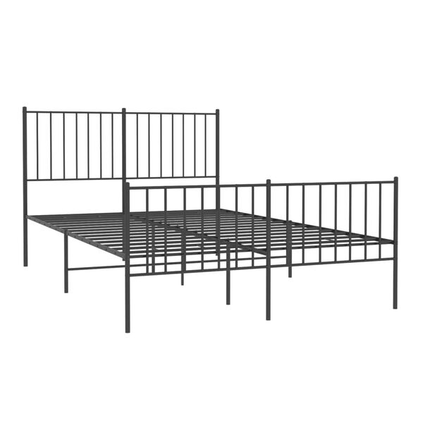 vidaXL Bettgestell mit Kopf- und Fu&szlig;teil Metall Schwarz 120x200 cm