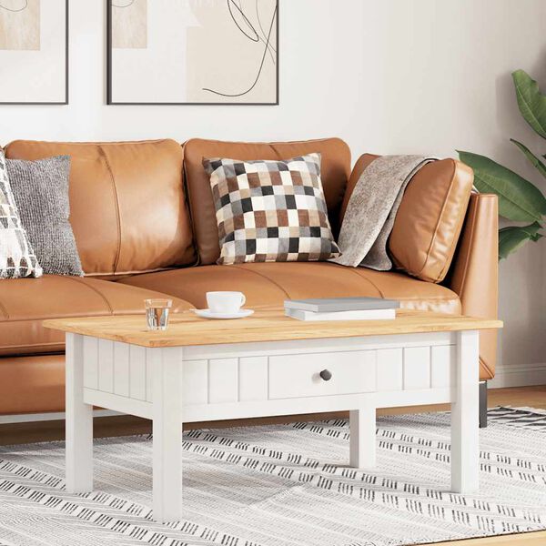 vidaXL Couchtisch Wei&szlig; 100x60x43,5 cm Massivholz Panama-Kiefer