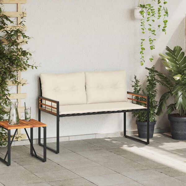 vidaXL Holz-Lagenbank mit Kissen Uni mit Kissen Creme 114 x 55 x 77 cm