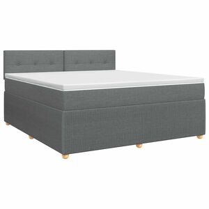 vidaXL Boxspringbett mit Matratze Dunkelgrau 140 x 200 cm Stoff