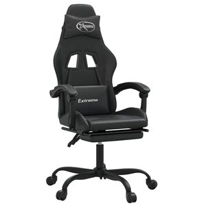 vidaXL Gaming-Stuhl mit Fu&szlig;st&uuml;tze Drehbar Schwarz Kunstleder