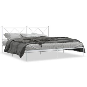 vidaXL Bettgestell mit Kopfteil Metall Wei&szlig; 183x213 cm