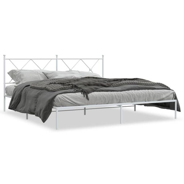 vidaXL Bettgestell mit Kopfteil Metall Wei&szlig; 183x213 cm