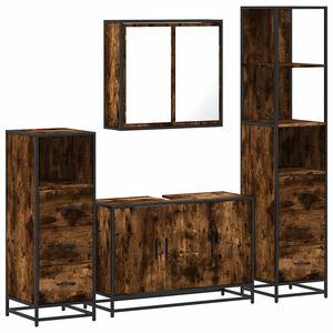 vidaXL 4-tlg. Badm&ouml;bel-Set R&auml;uchereiche Holzwerkstoff
