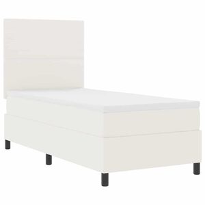vidaXL LED Boxspringbett Creme und Wei&szlig; 80 x 200 cm Cordstoff