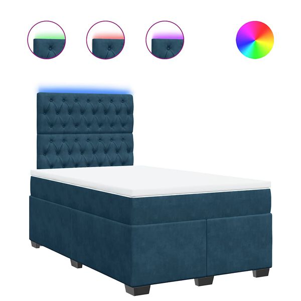 vidaXL Boxspringbett mit Matratze Blau 120x200 cm Samt