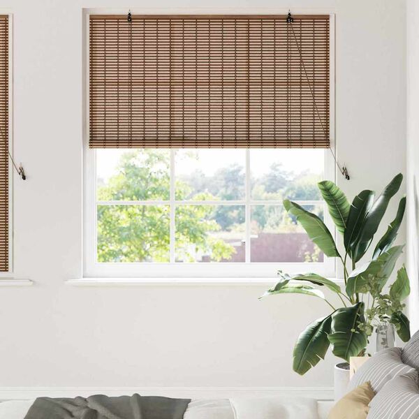 vidaXL Rollo mit Vorh&auml;ngen Braun 150 x 160 cm Bambus