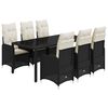 vidaXL 7-tlg. Garten-Bistro-Set mit Kissen Schwarz Poly Rattan