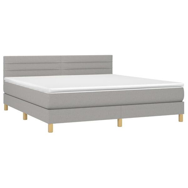 vidaXL Boxspringbett mit Matratze Hellgrau 160x200 cm Stoff