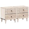 vidaXL Nachttisch 2 pcs Wei&szlig; 40 x 33,5 x 46 cm Massivholz Mango