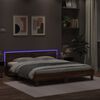 vidaXL Bettgestell mit Kopfteil und LED-Beleuchtung Braun Eiche-Optik