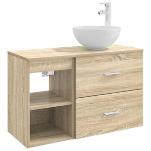 vidaXL Badezimmerm&ouml;bel-Set 2 pcs Sonoma-Eiche Holzwerkstoff