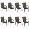 vidaXL 9-tlg. Garten-Essgruppe Poly Rattan Braun