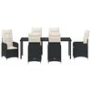 vidaXL Garten Essgruppe mit Kissen 7 pcs Schwarz Poly-Rattan