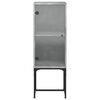 vidaXL Beistellschrank mit Glast&uuml;r Betongrau 35x37x100 cm