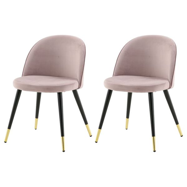 Venture Home Esszimmerst&uuml;hle 2 Stk. Velvet Samt Schwarz Messing Rosa