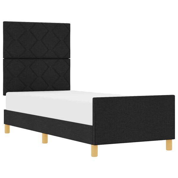 vidaXL Bettgestell mit Kopfteil Schwarz 80 x 200 cm Stoff