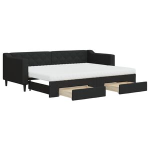 vidaXL Tagesbett Ausziehbar mit Schubladen Schwarz 80x200 cm Stoff