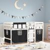 vidaXL Kinderhochbett mit Vorh&auml;ngen Wei&szlig; Schwarz 90x200 cm Kiefernholz