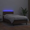 vidaXL Boxspringbett mit Matratze & LED Braun 90x190 cm Kunstleder