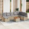 vidaXL Garten-Sofa-Set mit Kissen mit Speicher 9 pcs Beige Poly Rattan