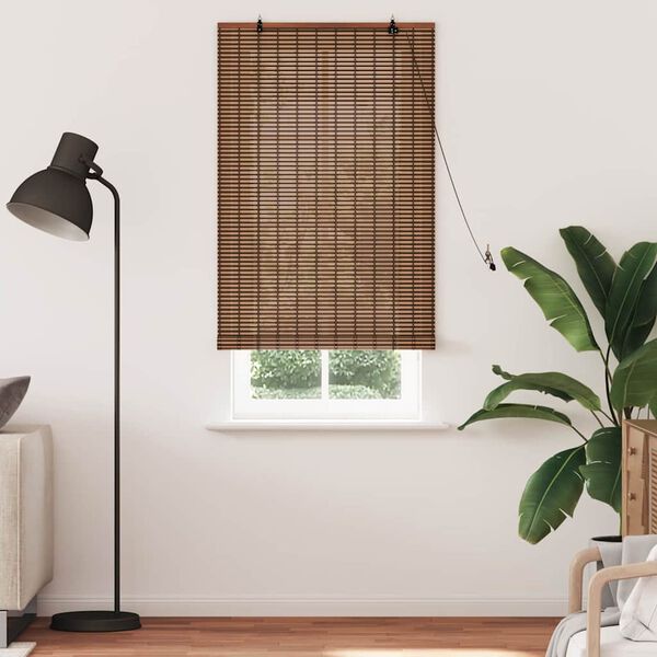 vidaXL Rollo mit Vorh&auml;ngen Braun 80 x 220 cm Bambus