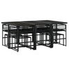 vidaXL 11-tlg. Garten-Essgruppe Schwarz Poly Rattan