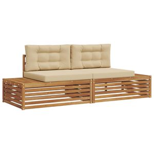 vidaXL 2 stk. Outdoor-Sofagarnitur Massives Akazienholz und Polyester