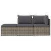 vidaXL 3-tlg. Garten-Lounge-Set mit Kissen Grau Poly Rattan