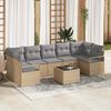 vidaXL Garten-Sofa-Set mit Kissen mit Speicher 8 pcs Beige und Grau