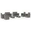 vidaXL 8-tlg. Garten-Lounge-Set mit Kissen Poly Rattan Grau