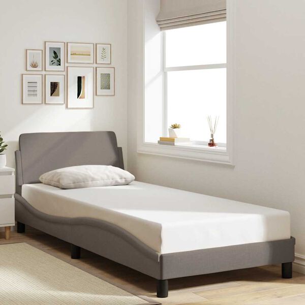 vidaXL Bettgestell mit Kopfteil "Dover" Taupe 90x200 cm Stoff