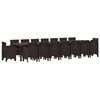 vidaXL Garten-Esszimmergarnitur mit Kissen mit Kissen 17 pcs Braun PP