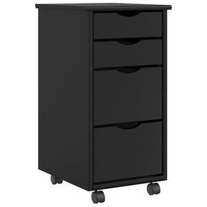 vidaXL Rollschrank mit Schubladen MOSS Schwarz Massivholz Kiefer