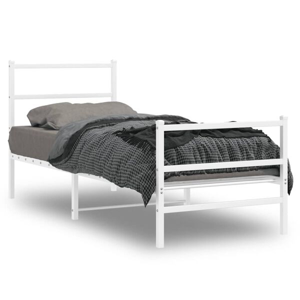 vidaXL Bettgestell mit Kopf- und Fu&szlig;teil Metall&nbsp;Wei&szlig; 80x200 cm