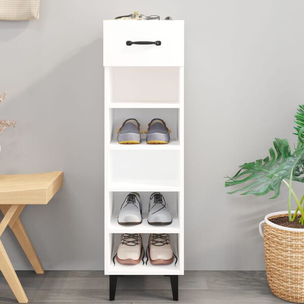 vidaXL Schuhschrank Hochglanz-Wei&szlig; 30x35x105 cm Holzwerkstoff
