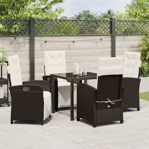 vidaXL Garten Essgruppe mit Kissen 5 pcs Braun Poly-Rattan
