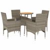 vidaXL 5-tlg. Garten-Essgruppe mit Kissen Grau Poly Rattan Akazie